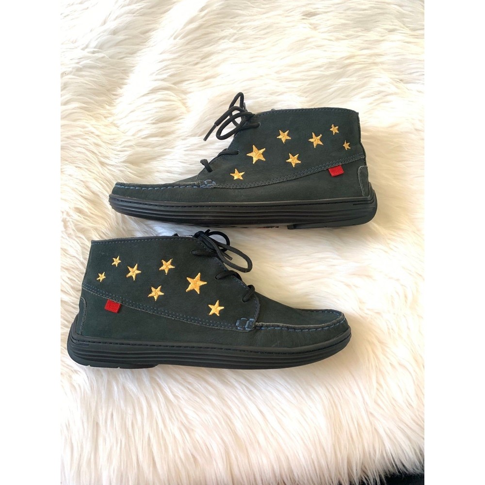 Marc Joseph Kids Dark Green Suede Boots with Gold Stars